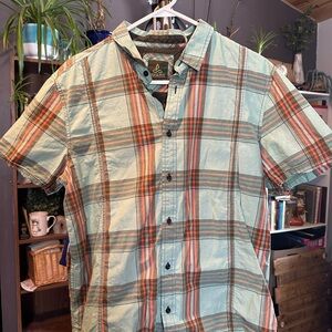 Prana Casual Button Down Shirt in Green and Orange